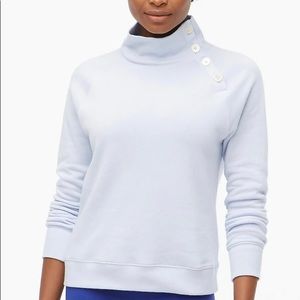 J.Crew Wide button-collar pullover sweatshirt in cloudspun fleece light blue NWT